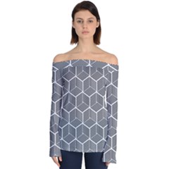 Cube Pattern Cube Seamless Repeat Off Shoulder Long Sleeve Top by Sudhe