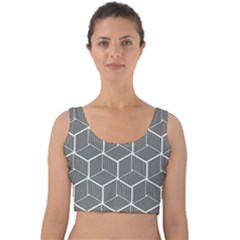 Cube Pattern Cube Seamless Repeat Velvet Crop Top by Sudhe