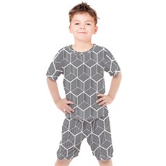 Cube Pattern Cube Seamless Repeat Kids  Tee And Shorts Set