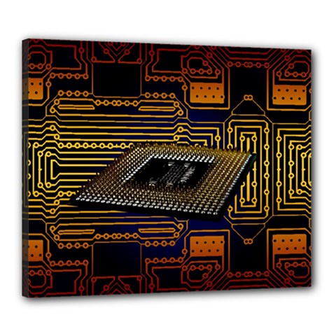 Processor Cpu Board Circuits Canvas 24  X 20  (stretched) by Sudhe