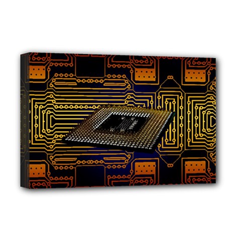 Processor Cpu Board Circuits Deluxe Canvas 18  X 12  (stretched) by Sudhe