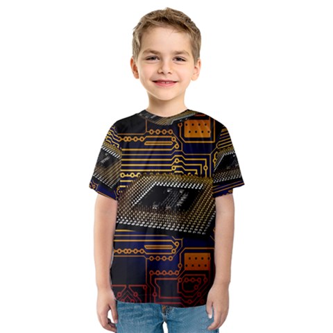 Processor Cpu Board Circuits Kids  Sport Mesh Tee by Sudhe