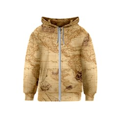 Map Discovery America Ship Train Kids  Zipper Hoodie by Sudhe