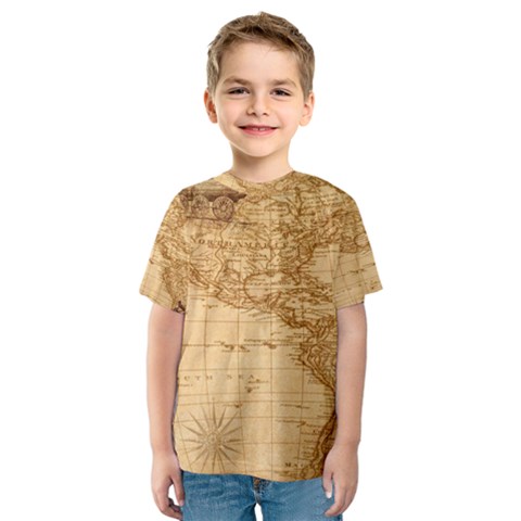 Map Discovery America Ship Train Kids  Sport Mesh Tee by Sudhe