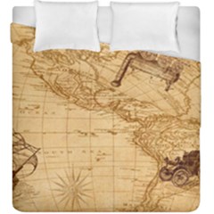 Map Discovery America Ship Train Duvet Cover Double Side (king Size) by Sudhe