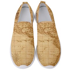 Map Discovery America Ship Train Men s Slip On Sneakers