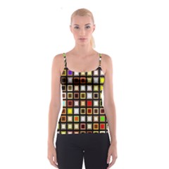 Squares Colorful Texture Modern Art Spaghetti Strap Top by Sudhe