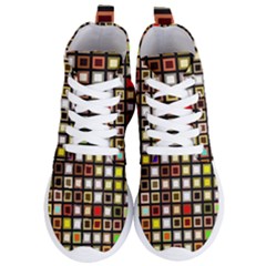 Squares Colorful Texture Modern Art Women s Lightweight High Top Sneakers by Sudhe