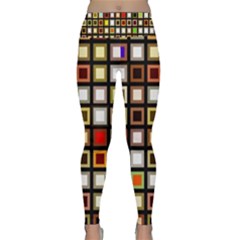 Squares Colorful Texture Modern Art Lightweight Velour Classic Yoga Leggings by Sudhe