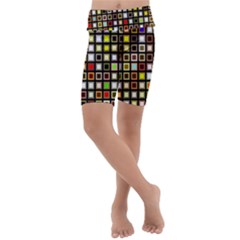 Squares Colorful Texture Modern Art Kids  Lightweight Velour Cropped Yoga Leggings