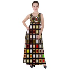 Squares Colorful Texture Modern Art Empire Waist Velour Maxi Dress