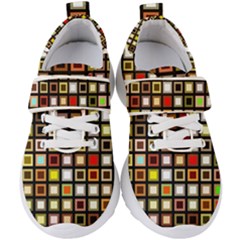 Squares Colorful Texture Modern Art Kids  Velcro Strap Shoes