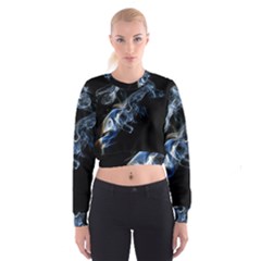 Smoke Flame Dynamic Wave Motion Cropped Sweatshirt by Sudhe