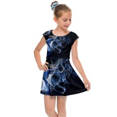 Smoke Flame Dynamic Wave Motion Kids  Cap Sleeve Dress by Sudhe