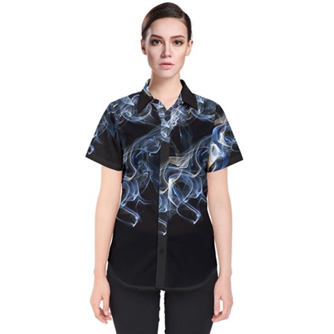 Smoke Flame Dynamic Wave Motion Women s Short Sleeve Shirt by Sudhe