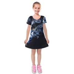 Smoke Flame Dynamic Wave Motion Kids  Short Sleeve Velvet Dress