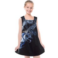 Smoke Flame Dynamic Wave Motion Kids  Cross Back Dress by Sudhe