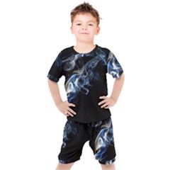 Smoke Flame Dynamic Wave Motion Kids  Tee And Shorts Set