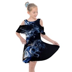 Smoke Flame Dynamic Wave Motion Kids  Shoulder Cutout Chiffon Dress by Sudhe