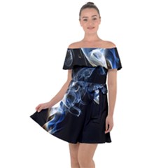 Smoke Flame Dynamic Wave Motion Off Shoulder Velour Dress