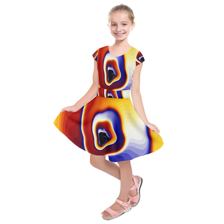 Fractal Art Paint Pattern Texture Kids  Short Sleeve Dress