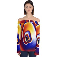 Fractal Art Paint Pattern Texture Off Shoulder Long Sleeve Top