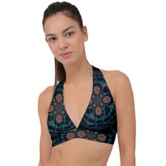 Abstract Digital Geometric Pattern Halter Plunge Bikini Top by Sudhe