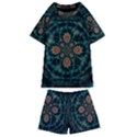 Abstract Digital Geometric Pattern Kids  Swim Tee and Shorts Set View1