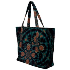 Abstract Digital Geometric Pattern Zip Up Canvas Bag