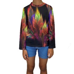 Abstract Digital Art Fractal Kids  Long Sleeve Swimwear by Sudhe