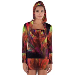 Abstract Digital Art Fractal Long Sleeve Hooded T-shirt by Sudhe