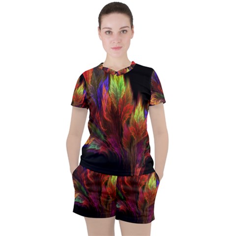 Abstract Digital Art Fractal Women s Tee And Shorts Set by Sudhe