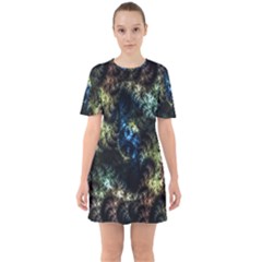 Abstract Digital Art Fractal Sixties Short Sleeve Mini Dress by Sudhe