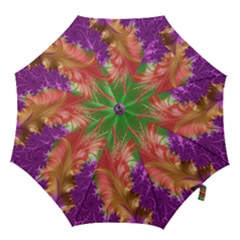 Fractal Purple Green Orange Yellow Hook Handle Umbrellas (large) by Sudhe