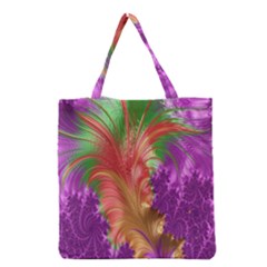 Fractal Purple Green Orange Yellow Grocery Tote Bag by Sudhe