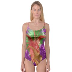 Fractal Purple Green Orange Yellow Camisole Leotard  by Sudhe