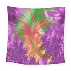 Fractal Purple Green Orange Yellow Square Tapestry (large) by Sudhe