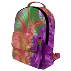 Fractal Purple Green Orange Yellow Flap Pocket Backpack (small) by Sudhe