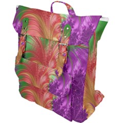 Fractal Purple Green Orange Yellow Buckle Up Backpack