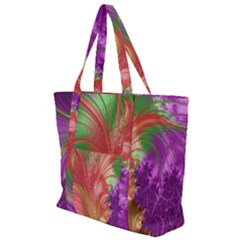 Fractal Purple Green Orange Yellow Zip Up Canvas Bag