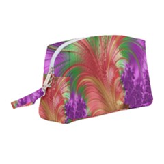 Fractal Purple Green Orange Yellow Wristlet Pouch Bag (medium) by Sudhe