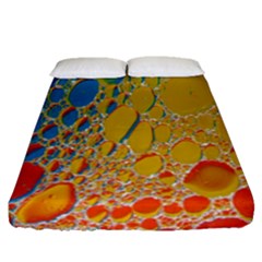 Bubbles Abstract Lights Yellow Fitted Sheet (queen Size) by Sudhe