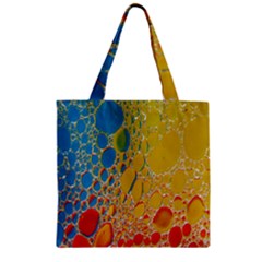 Bubbles Abstract Lights Yellow Zipper Grocery Tote Bag by Sudhe