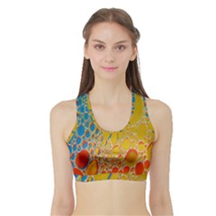 Bubbles Abstract Lights Yellow Sports Bra With Border by Sudhe