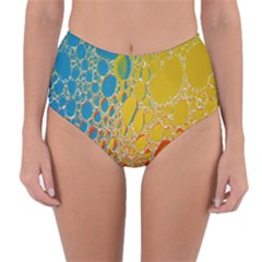 Bubbles Abstract Lights Yellow Reversible High-waist Bikini Bottoms by Sudhe