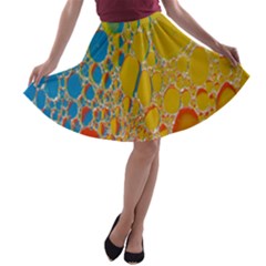 Bubbles Abstract Lights Yellow A-line Skater Skirt by Sudhe