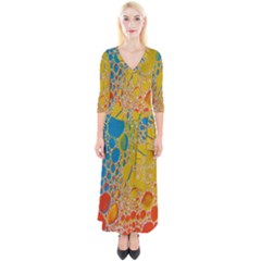 Bubbles Abstract Lights Yellow Quarter Sleeve Wrap Maxi Dress by Sudhe