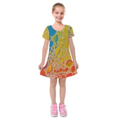 Bubbles Abstract Lights Yellow Kids  Short Sleeve Velvet Dress