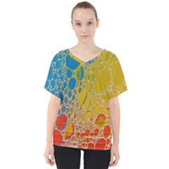 Bubbles Abstract Lights Yellow V-neck Dolman Drape Top by Sudhe