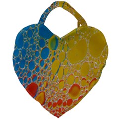 Bubbles Abstract Lights Yellow Giant Heart Shaped Tote by Sudhe